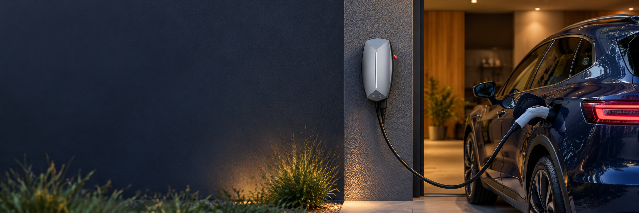 Illustrative scene of 11kW Type 2 Wall Charging Station charging an electric vehicle